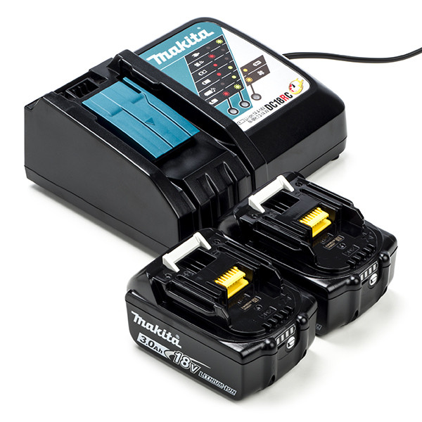 Startset: 2x Makita BL1830B / 18V LXT accu's + lader (18 V Startset: 2x Makita BL1830B / 18V LXT accu's + lader (18 V